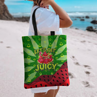 Let's Get Juicy Waterwasted Watermelon Tote Bag Funny Cartoon Summer Fruit Party Art