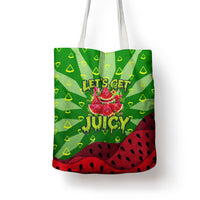 Let's Get Juicy Waterwasted Watermelon Tote Bag Funny Cartoon Summer Fruit Party Art