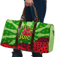 Let's Get Juicy Waterwasted Watermelon Travel Bag Funny Cartoon Summer Fruit Party Art