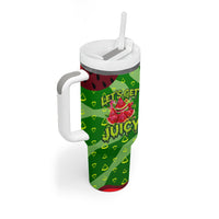 Let's Get Juicy Waterwasted Watermelon Tumbler With Handle Funny Cartoon Summer Fruit Party Art