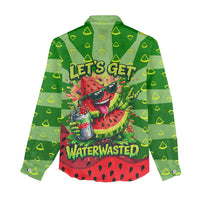 Let's Get Juicy Waterwasted Watermelon Women Casual Shirt Funny Cartoon Summer Fruit Party Art
