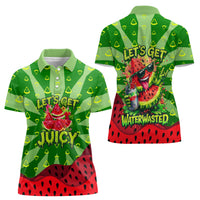Let's Get Juicy Waterwasted Watermelon Women Polo Shirt Funny Cartoon Summer Fruit Party Art
