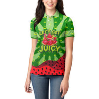 Let's Get Juicy Waterwasted Watermelon Women Polo Shirt Funny Cartoon Summer Fruit Party Art