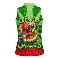 Let's Get Juicy Waterwasted Watermelon Women Sleeveless Polo Shirt Funny Cartoon Summer Fruit Party Art