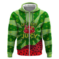 Let's Get Juicy Waterwasted Watermelon Zip Hoodie Funny Cartoon Summer Fruit Party Art