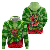 Let's Get Juicy Waterwasted Watermelon Zip Hoodie Funny Cartoon Summer Fruit Party Art
