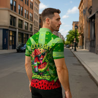 Let's Get Juicy Waterwasted Watermelon Zipper Polo Shirt Funny Cartoon Summer Fruit Party Art