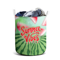 Summer Vibes Watermelon Laundry Basket Drinks And Fruit - Vibrant Watercolor Style - Tropical Vacation Art