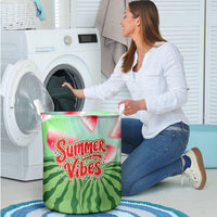 Summer Vibes Watermelon Laundry Basket Drinks And Fruit - Vibrant Watercolor Style - Tropical Vacation Art