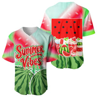Summer Vibes Watermelon Baseball Jersey Drinks And Fruit - Vibrant Watercolor Style - Tropical Vacation Art