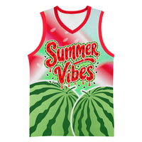 Summer Vibes Watermelon Basketball Jersey Drinks And Fruit - Vibrant Watercolor Style - Tropical Vacation Art