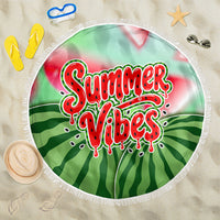 Summer Vibes Watermelon Beach Blanket Drinks And Fruit - Vibrant Watercolor Style - Tropical Vacation Art
