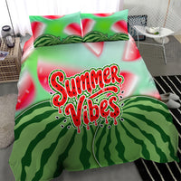 Summer Vibes Watermelon Bedding Set Drinks And Fruit - Vibrant Watercolor Style - Tropical Vacation Art