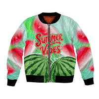 Summer Vibes Watermelon Bomber Jacket Drinks And Fruit - Vibrant Watercolor Style - Tropical Vacation Art