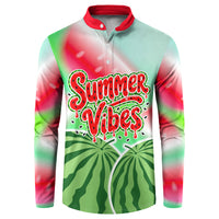 Summer Vibes Watermelon Button Sweatshirt Drinks And Fruit - Vibrant Watercolor Style - Tropical Vacation Art