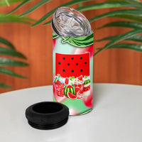 Summer Vibes Watermelon 4 in 1 Can Cooler Tumbler Drinks And Fruit - Vibrant Watercolor Style - Tropical Vacation Art