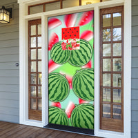 Summer Vibes Watermelon Door Cover Drinks And Fruit - Vibrant Watercolor Style - Tropical Vacation Art