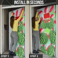 Summer Vibes Watermelon Door Cover Drinks And Fruit - Vibrant Watercolor Style - Tropical Vacation Art