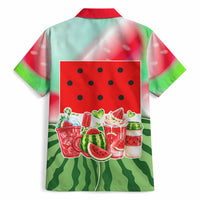 Summer Vibes Watermelon Hawaiian Shirt Drinks And Fruit - Vibrant Watercolor Style - Tropical Vacation Art