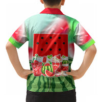 Summer Vibes Watermelon Hawaiian Shirt Drinks And Fruit - Vibrant Watercolor Style - Tropical Vacation Art