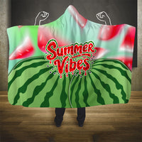 Summer Vibes Watermelon Hooded Blanket Drinks And Fruit - Vibrant Watercolor Style - Tropical Vacation Art