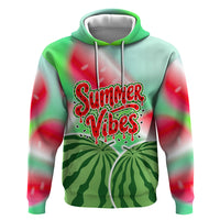 Summer Vibes Watermelon Hoodie Drinks And Fruit - Vibrant Watercolor Style - Tropical Vacation Art