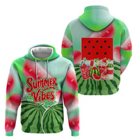 Summer Vibes Watermelon Hoodie Drinks And Fruit - Vibrant Watercolor Style - Tropical Vacation Art
