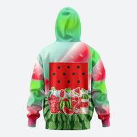Summer Vibes Watermelon Hoodie Drinks And Fruit - Vibrant Watercolor Style - Tropical Vacation Art