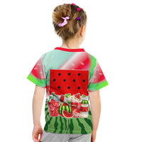 Summer Vibes Watermelon Kid T Shirt Drinks And Fruit - Vibrant Watercolor Style - Tropical Vacation Art