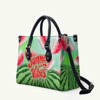 Summer Vibes Watermelon Leather Bag Drinks And Fruit - Vibrant Watercolor Style - Tropical Vacation Art