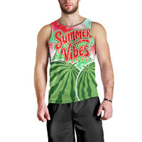 Summer Vibes Watermelon Men Tank Top Drinks And Fruit - Vibrant Watercolor Style - Tropical Vacation Art