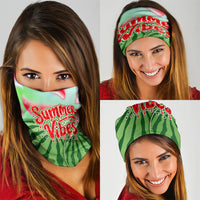Summer Vibes Watermelon Neck Gaiter Drinks And Fruit - Vibrant Watercolor Style - Tropical Vacation Art