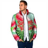 Summer Vibes Watermelon Padded Jacket Drinks And Fruit - Vibrant Watercolor Style - Tropical Vacation Art