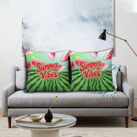 Summer Vibes Watermelon Pillow Cover Drinks And Fruit - Vibrant Watercolor Style - Tropical Vacation Art