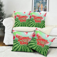 Summer Vibes Watermelon Pillow Cover Drinks And Fruit - Vibrant Watercolor Style - Tropical Vacation Art