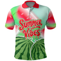 Summer Vibes Watermelon Polo Shirt Drinks And Fruit - Vibrant Watercolor Style - Tropical Vacation Art