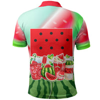 Summer Vibes Watermelon Polo Shirt Drinks And Fruit - Vibrant Watercolor Style - Tropical Vacation Art