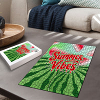 Summer Vibes Watermelon Puzzle Drinks And Fruit - Vibrant Watercolor Style - Tropical Vacation Art