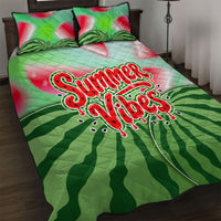 Summer Vibes Watermelon Quilt Bed Set Drinks And Fruit - Vibrant Watercolor Style - Tropical Vacation Art