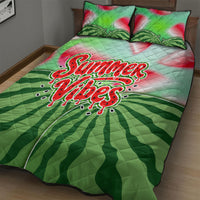 Summer Vibes Watermelon Quilt Bed Set Drinks And Fruit - Vibrant Watercolor Style - Tropical Vacation Art