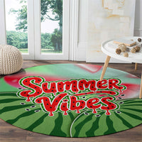 Summer Vibes Watermelon Round Carpet Drinks And Fruit - Vibrant Watercolor Style - Tropical Vacation Art