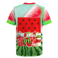 Summer Vibes Watermelon Rugby Jersey Drinks And Fruit - Vibrant Watercolor Style - Tropical Vacation Art