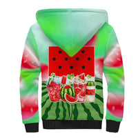 Summer Vibes Watermelon Sherpa Hoodie Drinks And Fruit - Vibrant Watercolor Style - Tropical Vacation Art