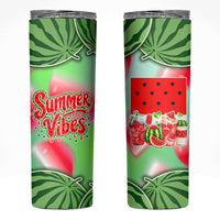 Summer Vibes Watermelon Skinny Tumbler Drinks And Fruit - Vibrant Watercolor Style - Tropical Vacation Art