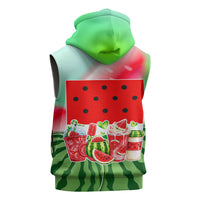 Summer Vibes Watermelon Sleeveless Zip Hoodie Drinks And Fruit - Vibrant Watercolor Style - Tropical Vacation Art