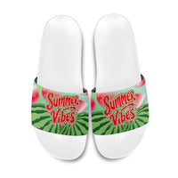 Summer Vibes Watermelon Slide Sandals Drinks And Fruit - Vibrant Watercolor Style - Tropical Vacation Art