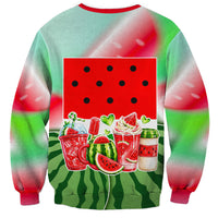 Summer Vibes Watermelon Sweatshirt Drinks And Fruit - Vibrant Watercolor Style - Tropical Vacation Art