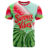 Summer Vibes Watermelon T Shirt Drinks And Fruit - Vibrant Watercolor Style - Tropical Vacation Art