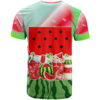 Summer Vibes Watermelon T Shirt Drinks And Fruit - Vibrant Watercolor Style - Tropical Vacation Art