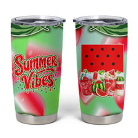 Summer Vibes Watermelon Tumbler Cup Drinks And Fruit - Vibrant Watercolor Style - Tropical Vacation Art